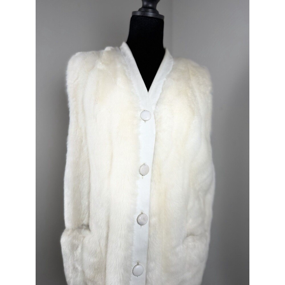 Vintage 70s Faux Fur Vest White Albert Schuman Lilli Ann Made in England-No size - Picture 2 of 7